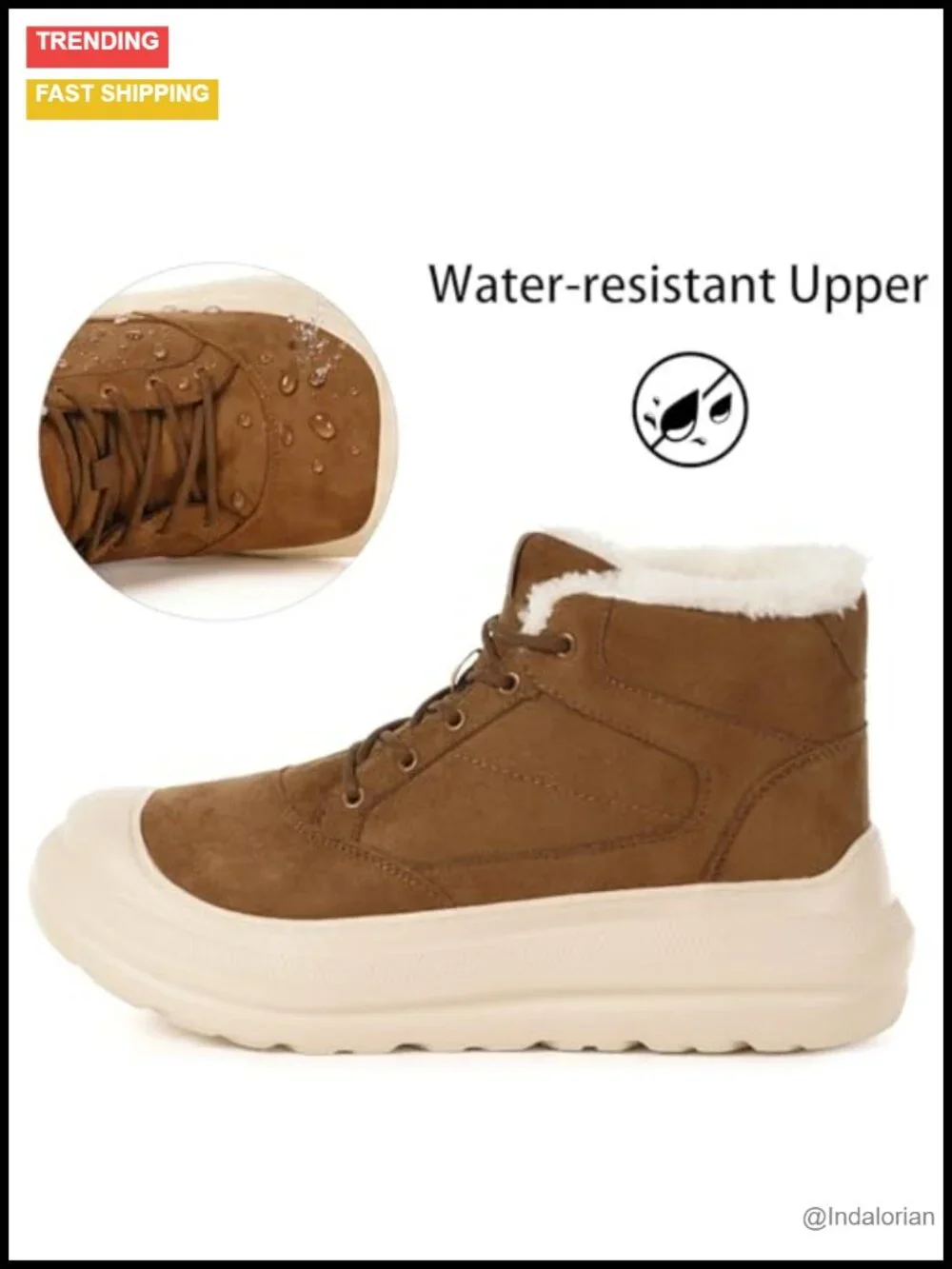 Suede Leather Snow Boots Platform Ankle Booties Warm Fur Lined Water Resistant